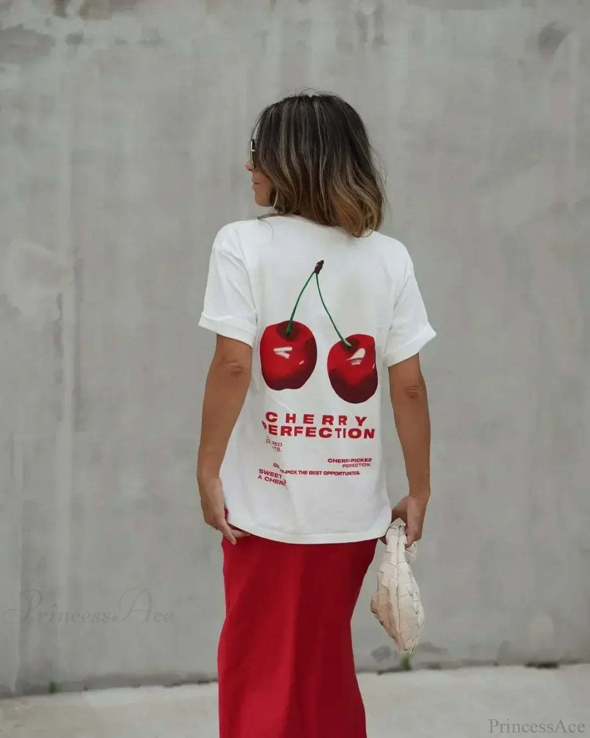 Summer Cherry Graphic T-shirt white1 / S t-shirt-250223