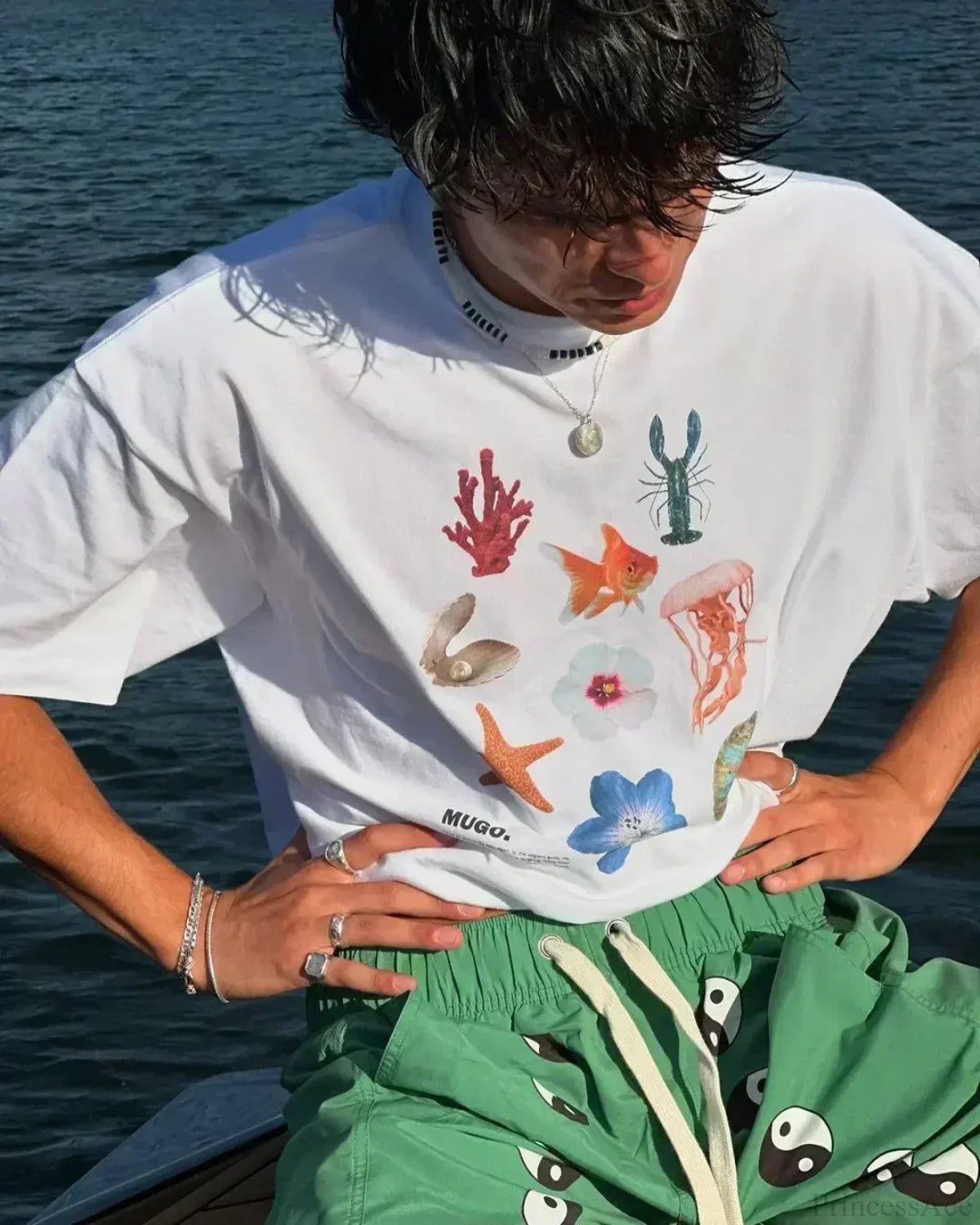 Summer Cherry Graphic T-shirt white5 / S t-shirt-250223