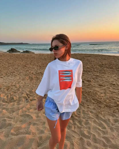 Summer Cherry Graphic T-shirt white7 / S t-shirt-250223