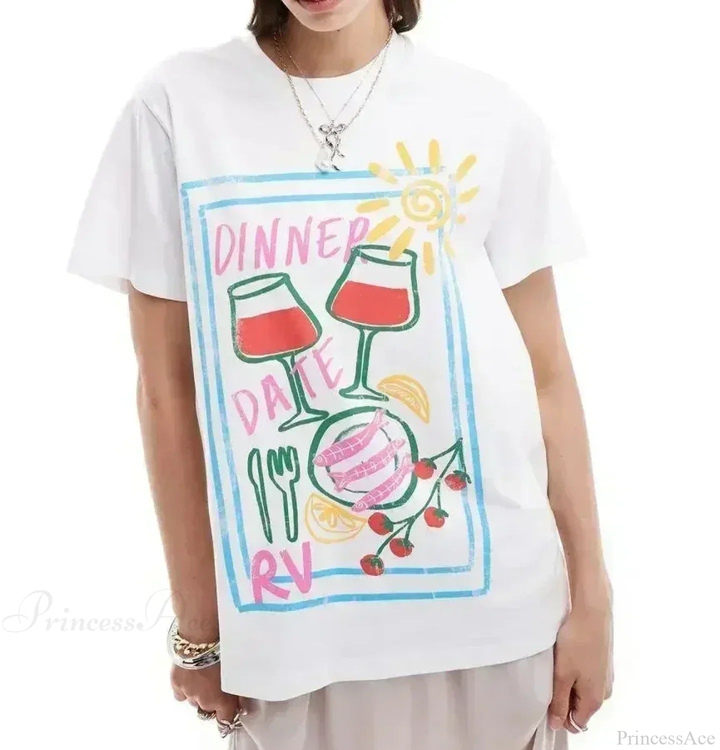 Summer Cute Graphic T-shirt white8 / S t-shirt-250223