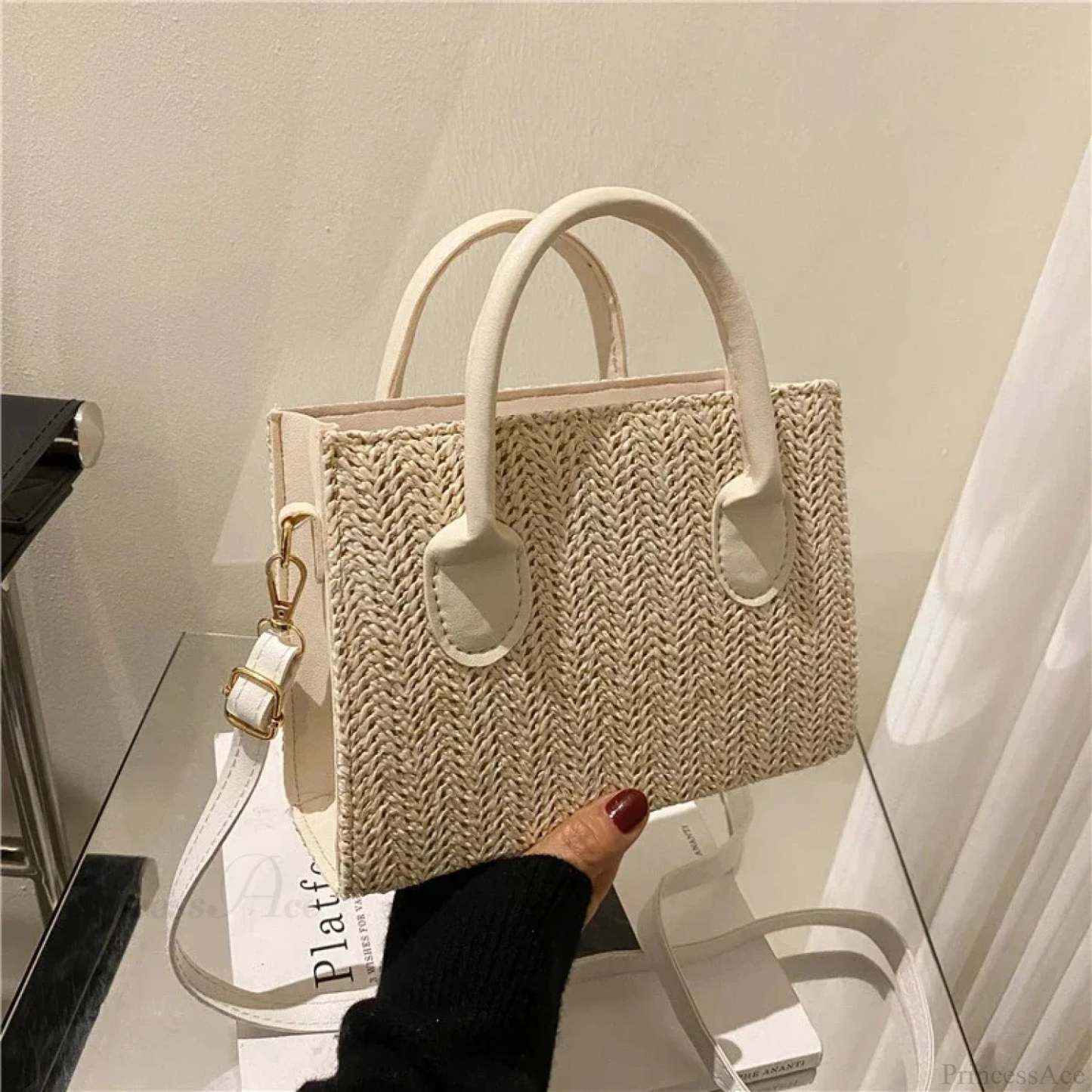 Summer Fresh Flower Woven Crossbody Handbag handbag-250126