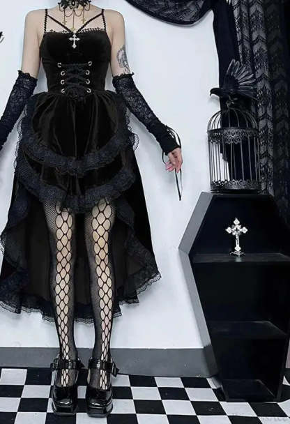 Tall Short Sway Lace Shirred Midi Dress