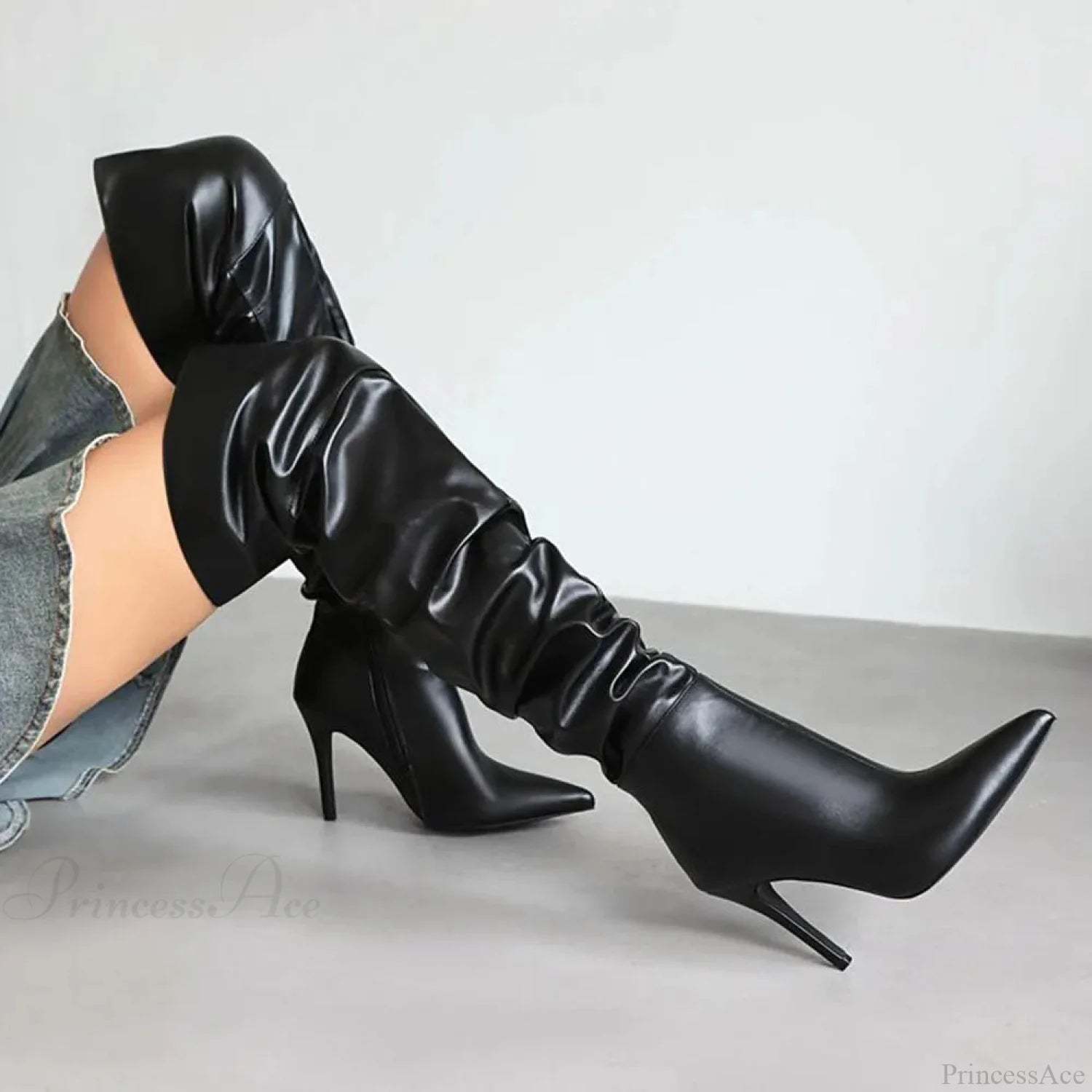 Tall Stiletto Zipper Gothic High Heel Boot