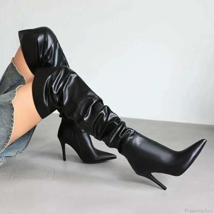 Tall Stiletto Zipper Gothic High Heel Boot
