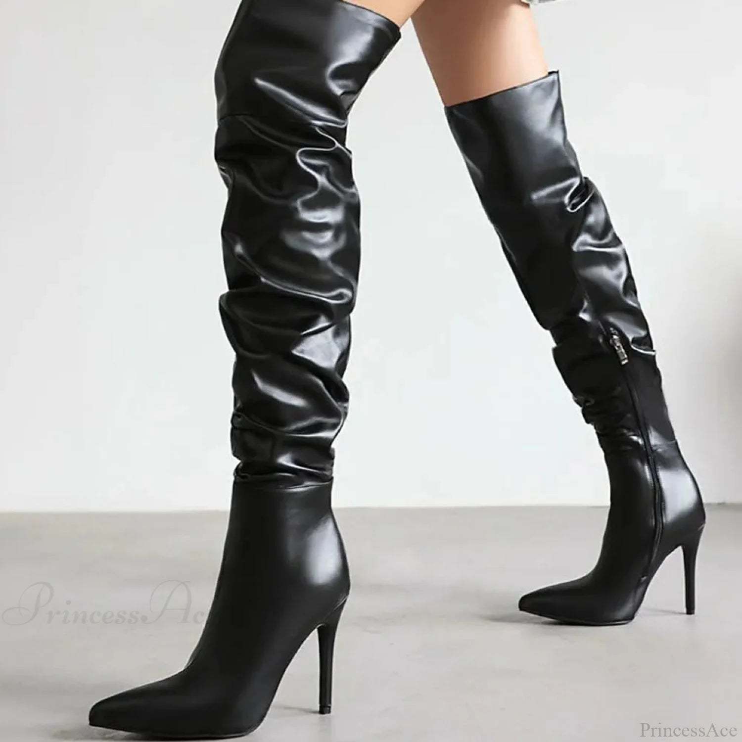 Tall Stiletto Zipper Gothic High Heel Boot