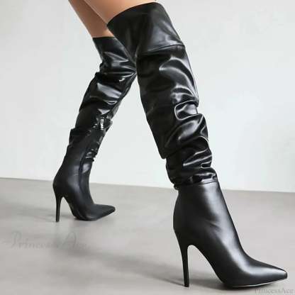 Tall Stiletto Zipper Gothic High Heel Boot