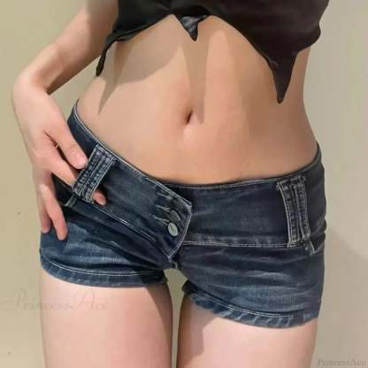 Tall Waist Slender Denim Short Blue / S