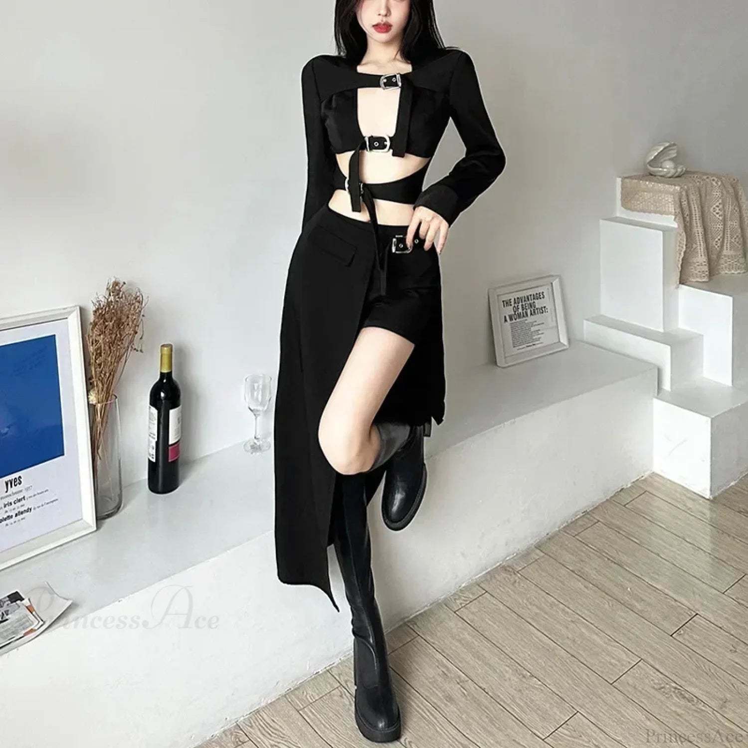 Techwear Patchwork Cargo Skirt