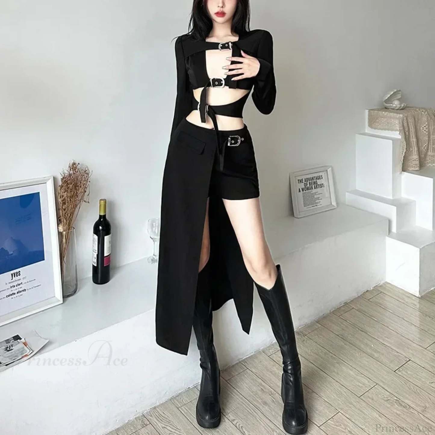 Techwear Patchwork Cargo Skirt