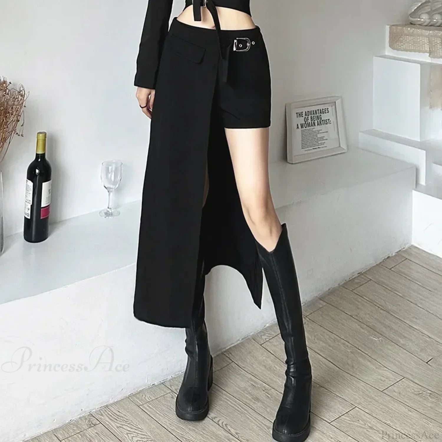 Techwear Patchwork Cargo Skirt black / S
