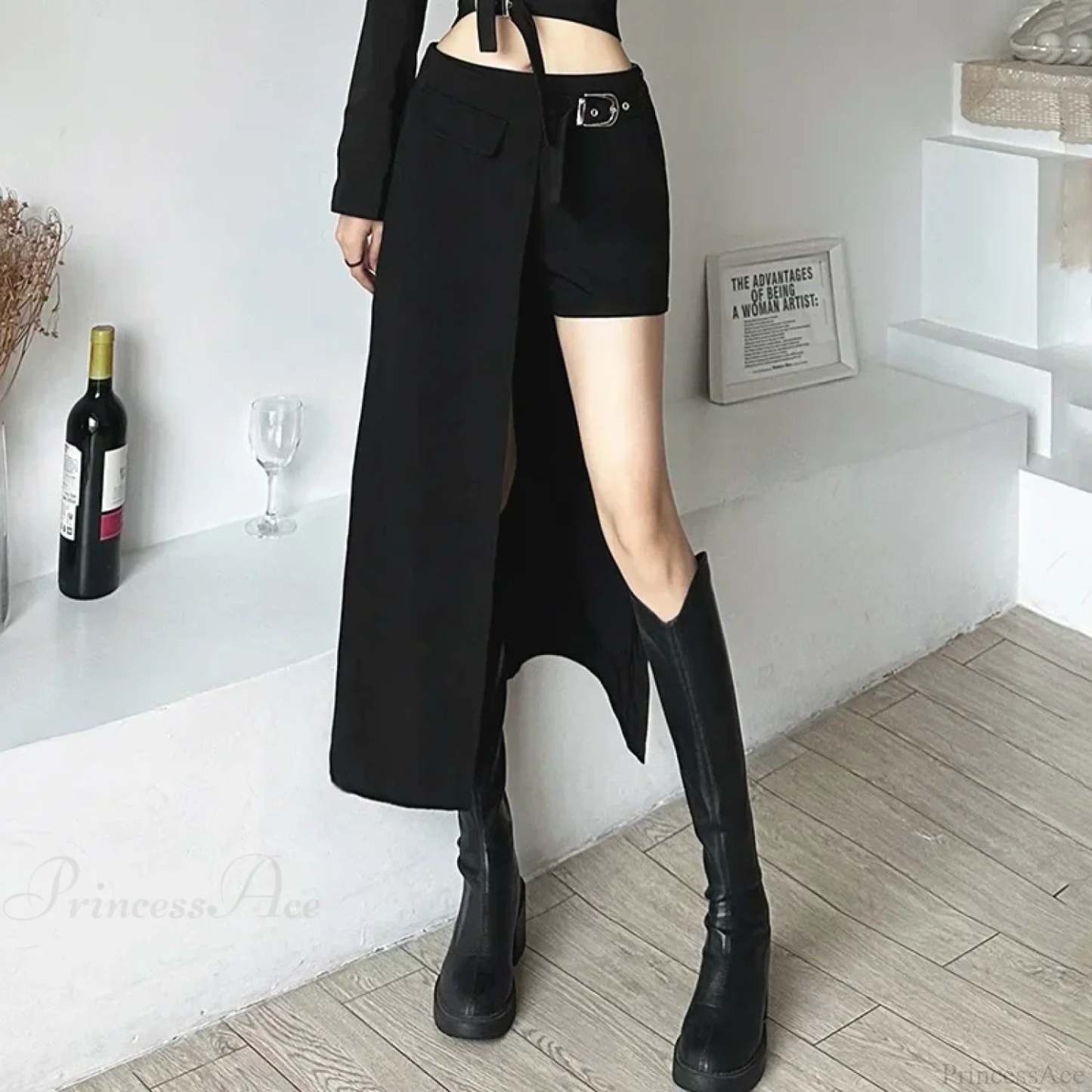 Techwear Patchwork Cargo Skirt black / S