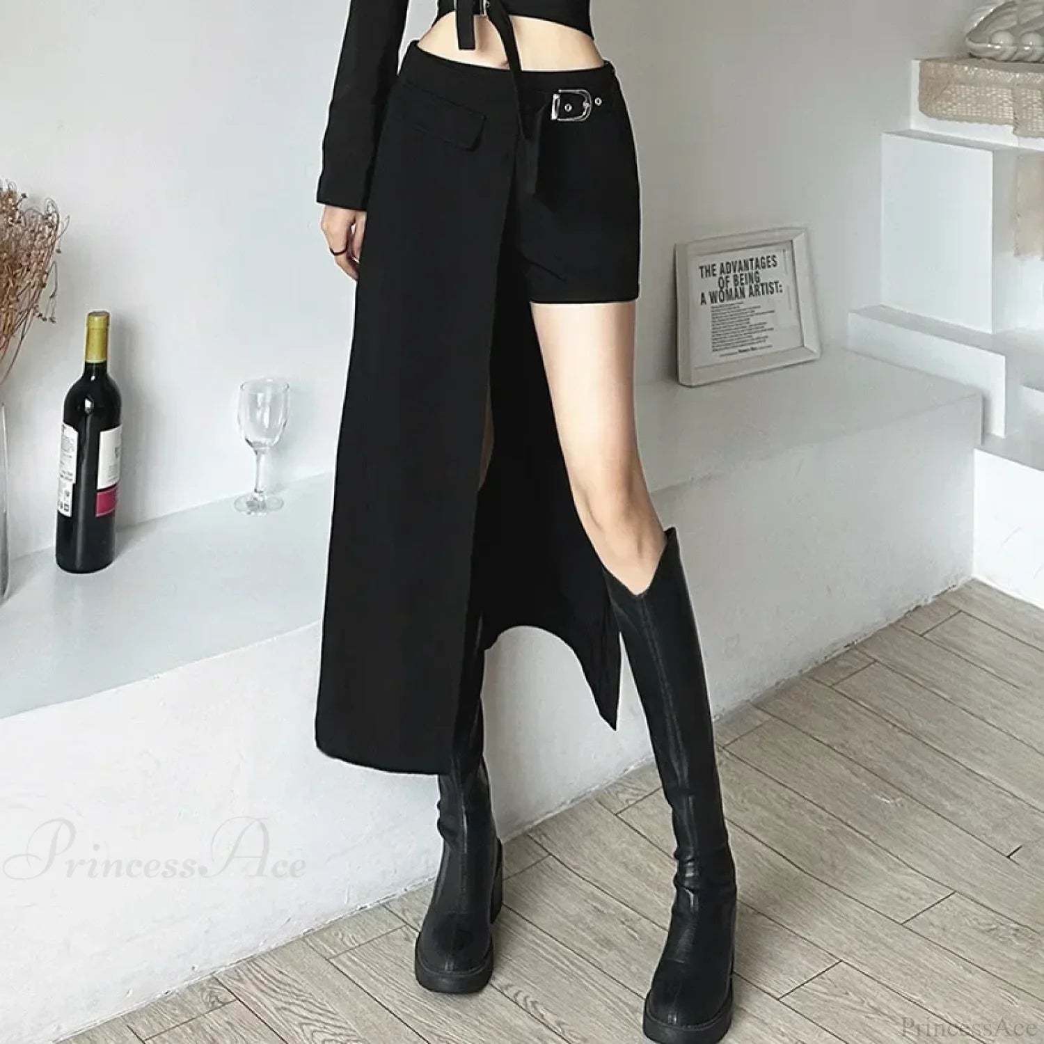 Techwear Patchwork Cargo Skirt black / S
