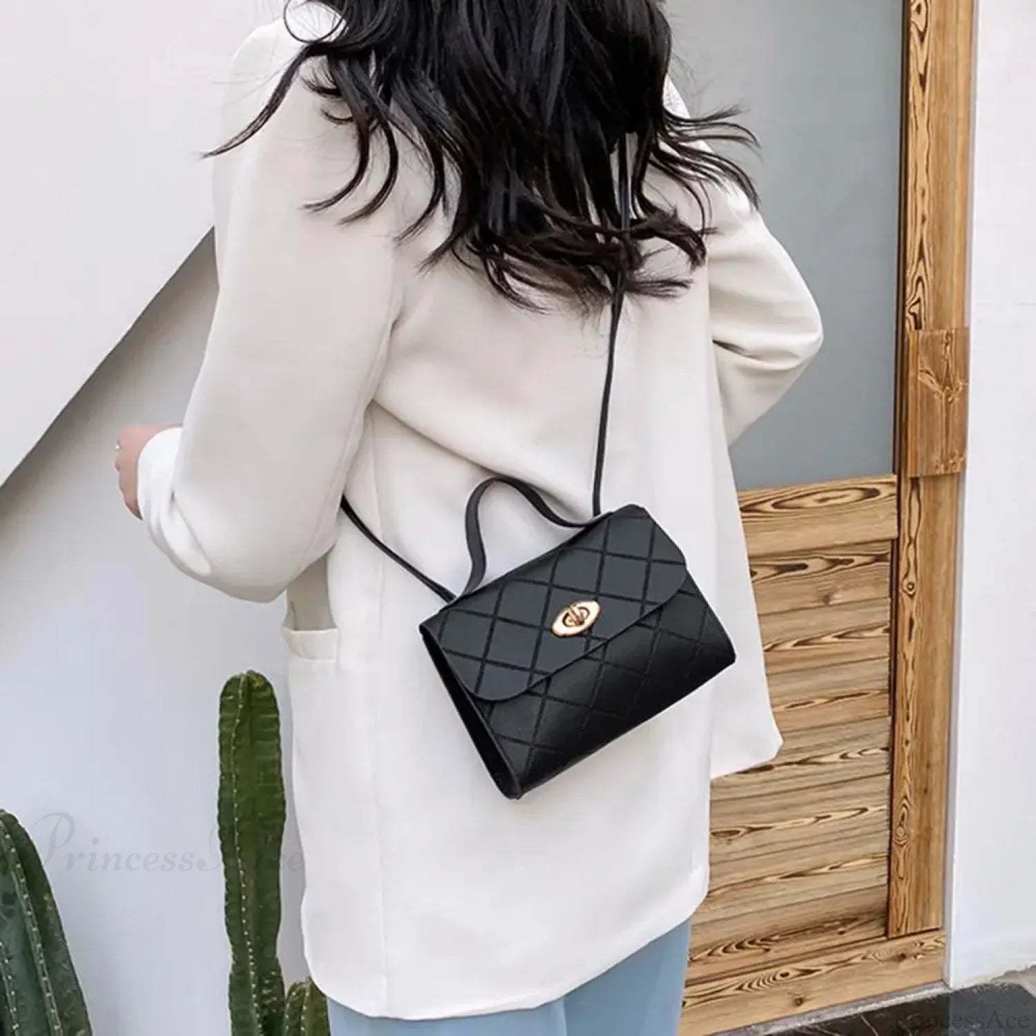 Textured Long Strap Faux Leather Crossbody Wallet Handbag handbag-250126