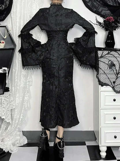 Tie-up Jacquard Thin Spaghetti Medium Dress