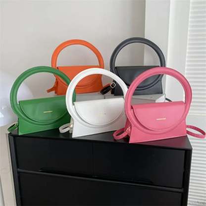 Top Brand Round Handle Luxury Leather Crossbody Handbag handbag-250126