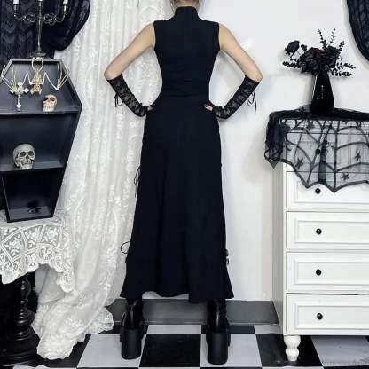 Transparent Patchwork Bandage Hem Midi Dress