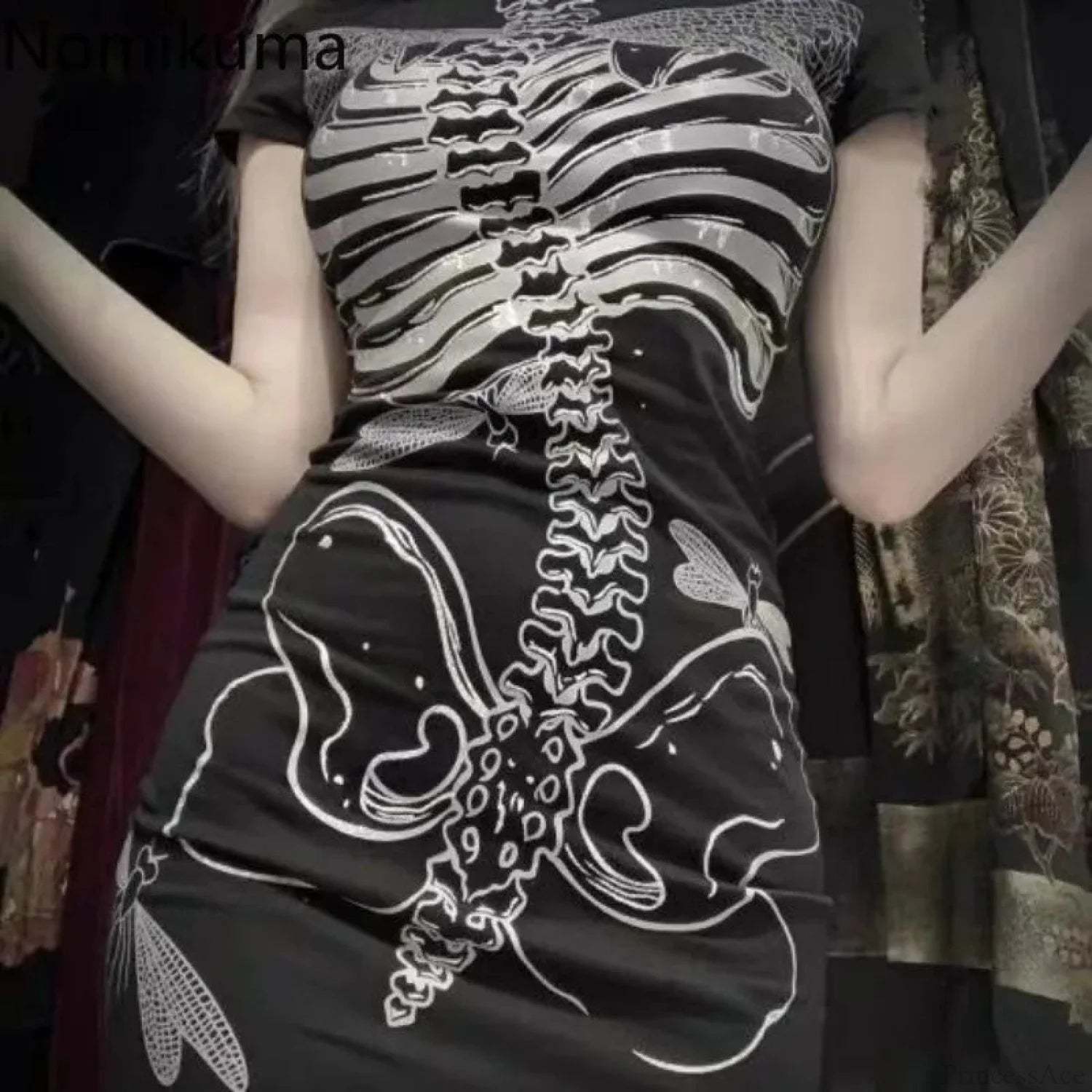 Transparent Skull Pattern Short Dress
