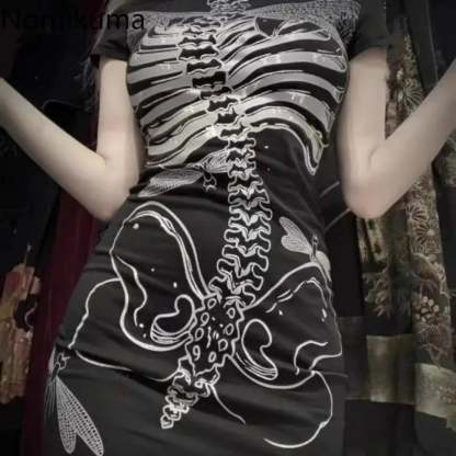 Transparent Skull Pattern Short Dress