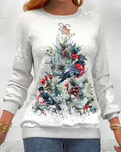Tree Christmas Long-Sleeved Patterned Sweatshirt Hoodies-L