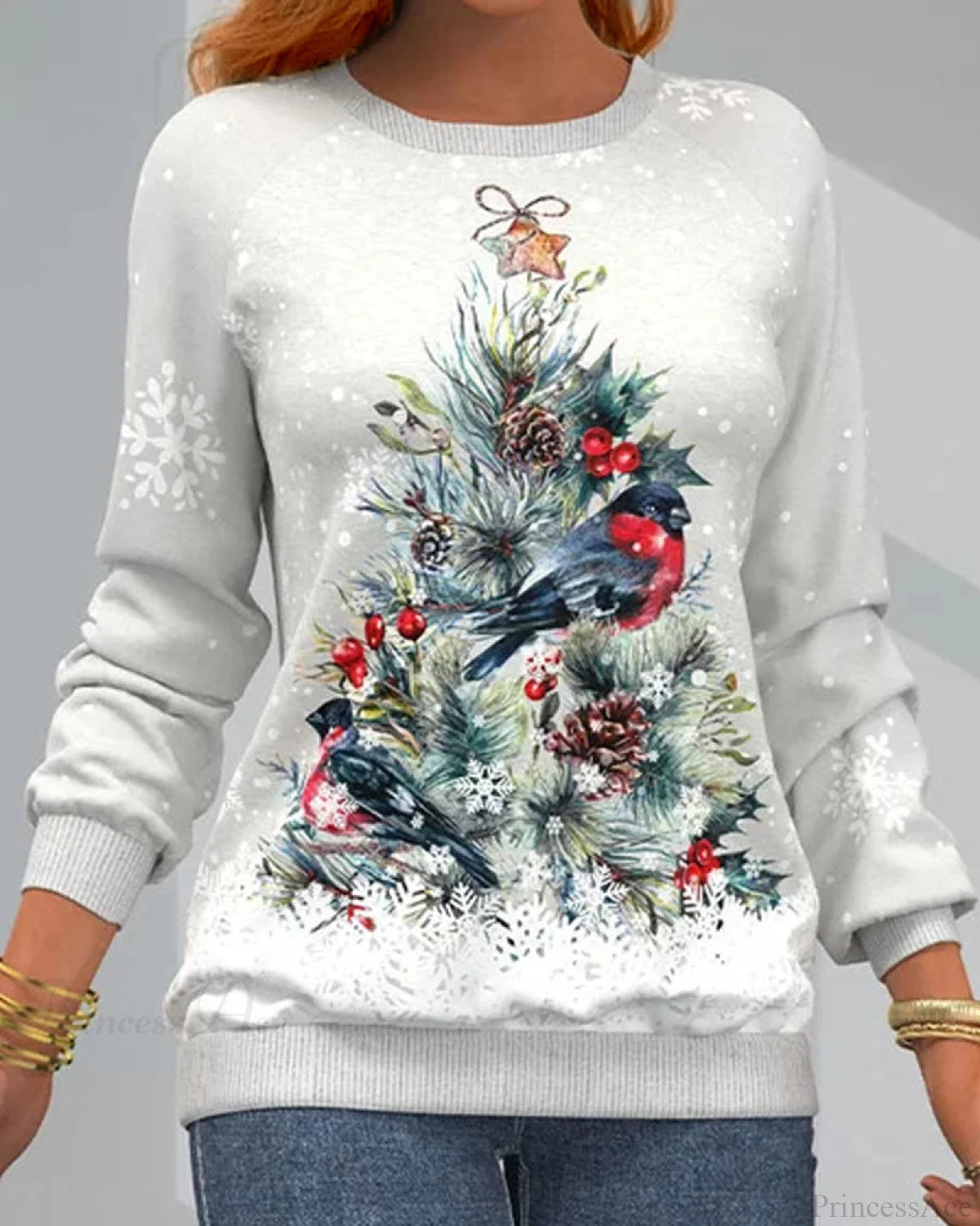 Tree Christmas Long-Sleeved Patterned Sweatshirt Hoodies-L