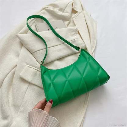 Trendy PU Leather Underarm Shoulder Bag Green shoulder-250126