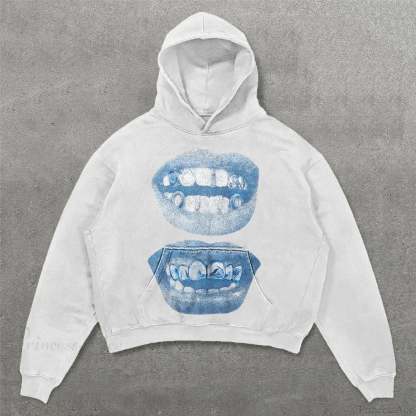 Two-Face Graphic Oversized Hoodie white2 / S