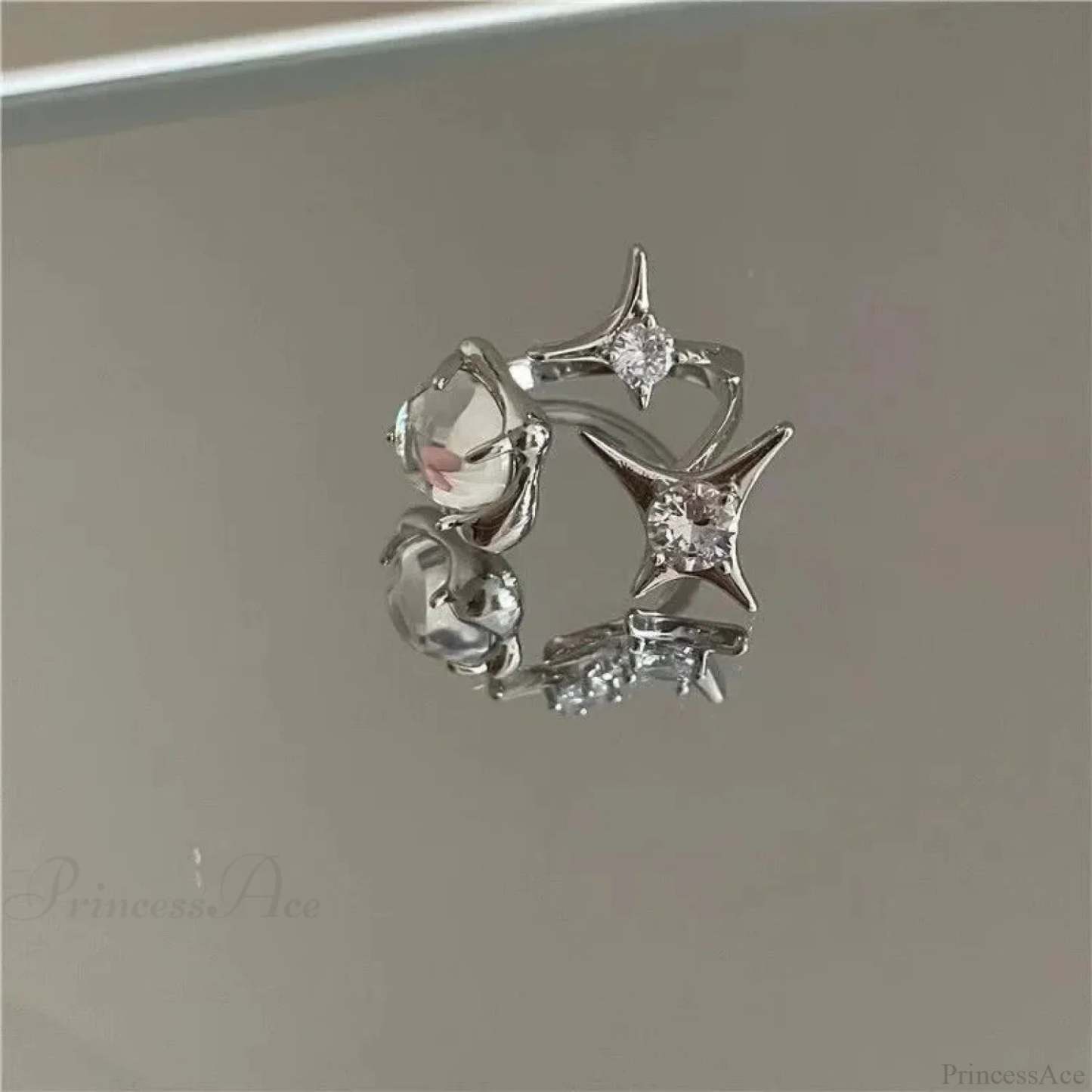 Unpredictable Cross Star Gothic Ring silver02