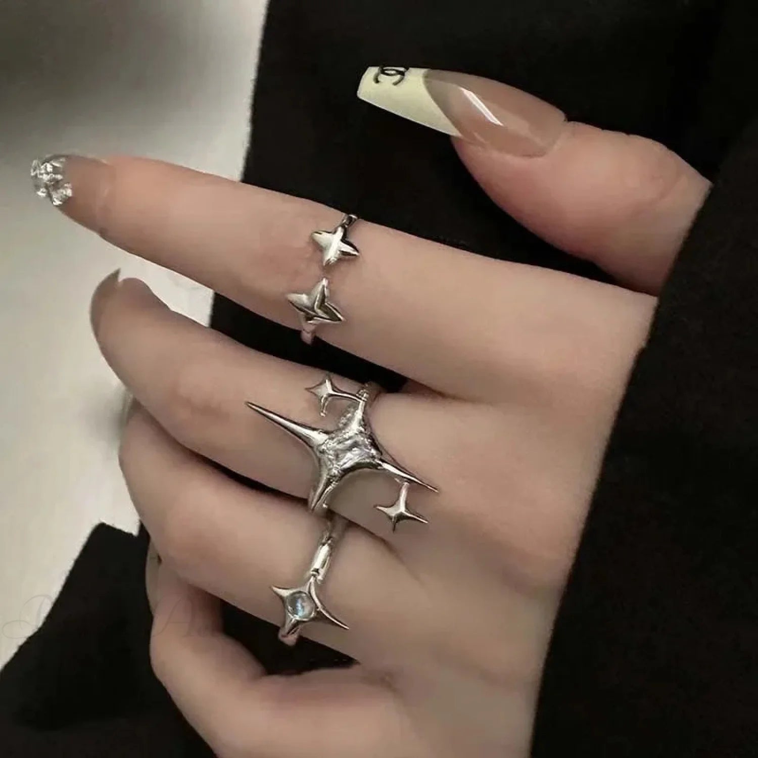 Unpredictable Cross Star Gothic Ring silver03