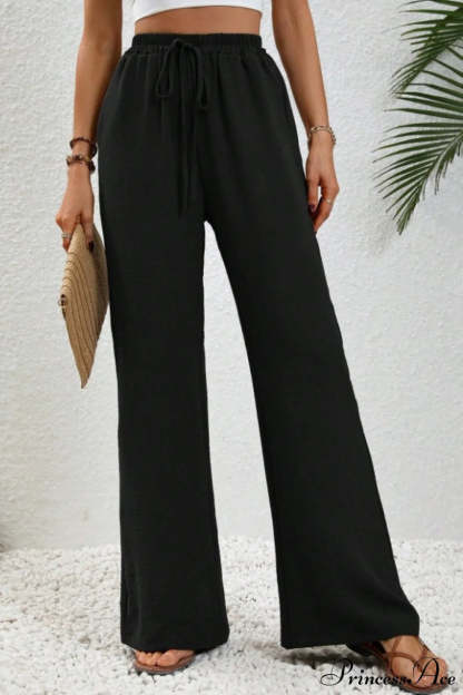Versatile Solid Maxi Wide Leg Pants Black / S