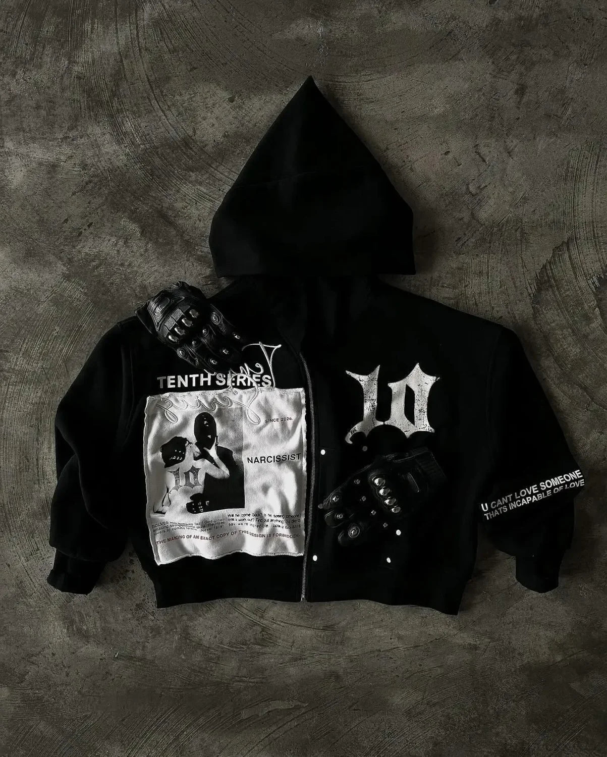 Vintage Black Zipper Hoodie black 2 / S