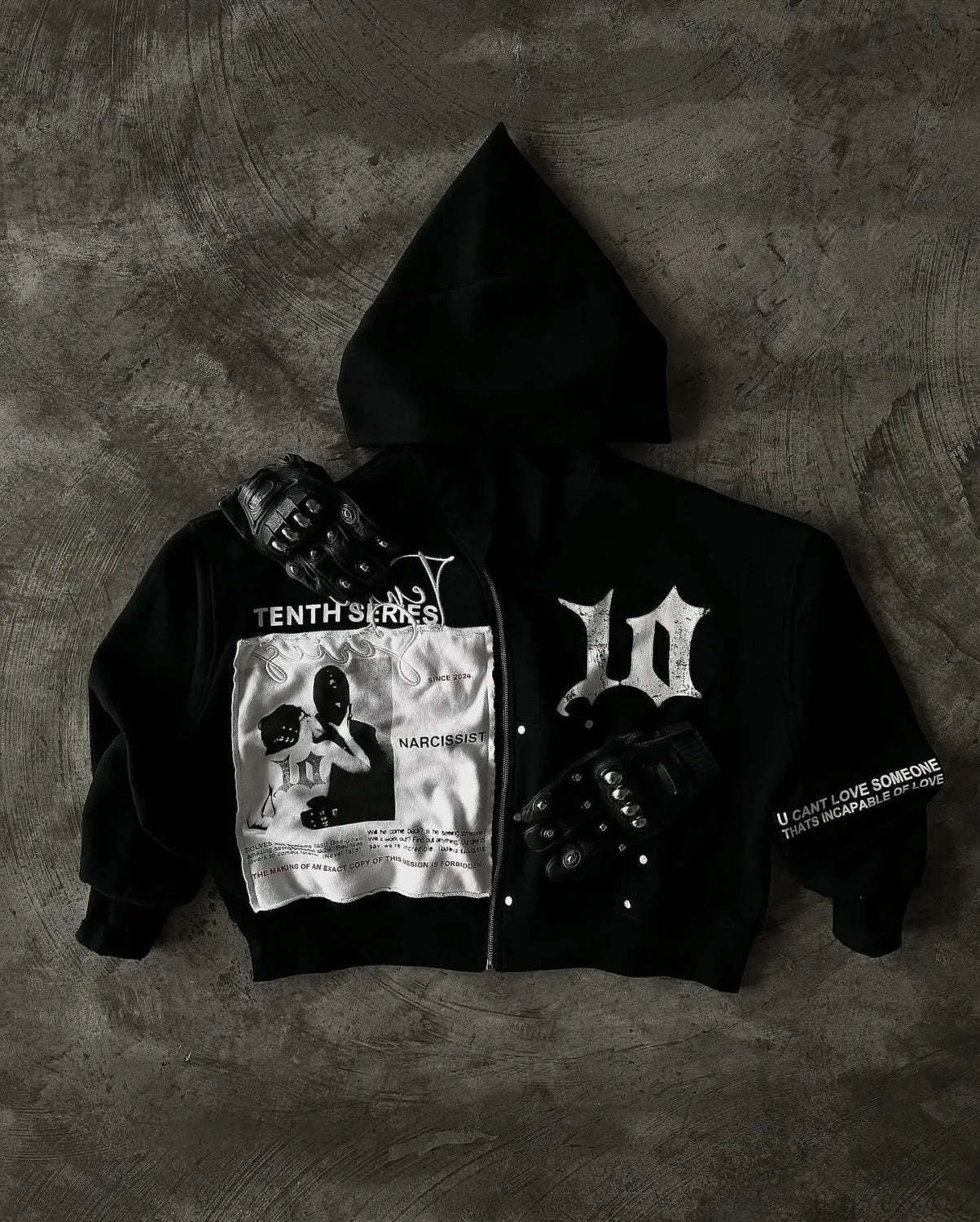 Vintage Black Zipper Hoodie