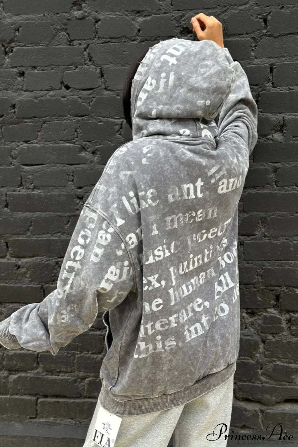 Vintage Bow Letter Distressed Hoodie