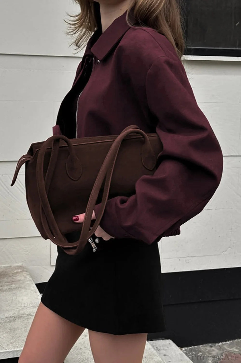 Vintage Burgundy Suede Utility Jacket