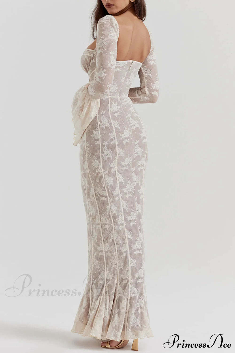 Vintage Cream Stylish Lace Maxi Dress Dresses