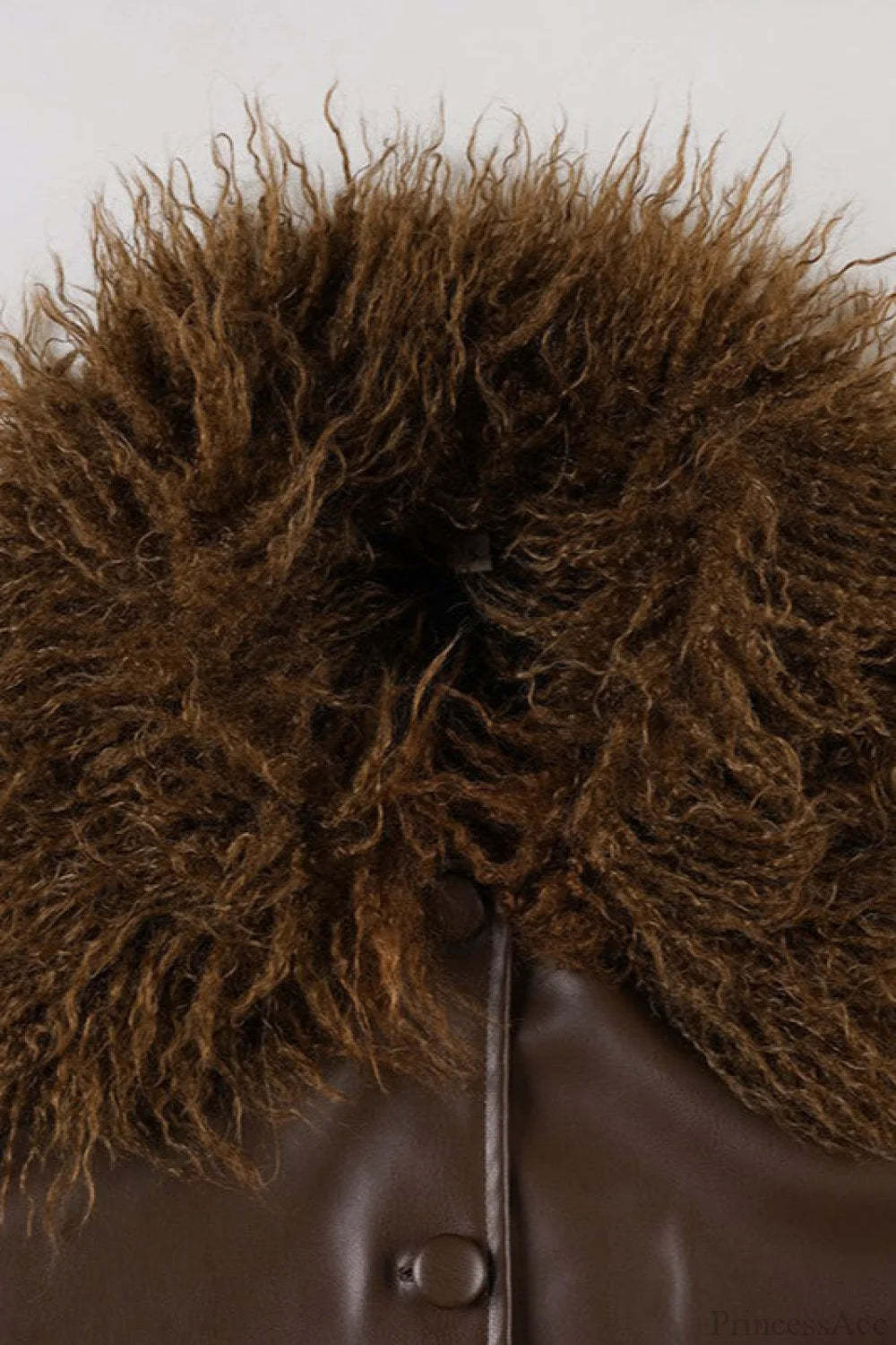 Vintage Fleece-Collar Leather Paneled Jacket