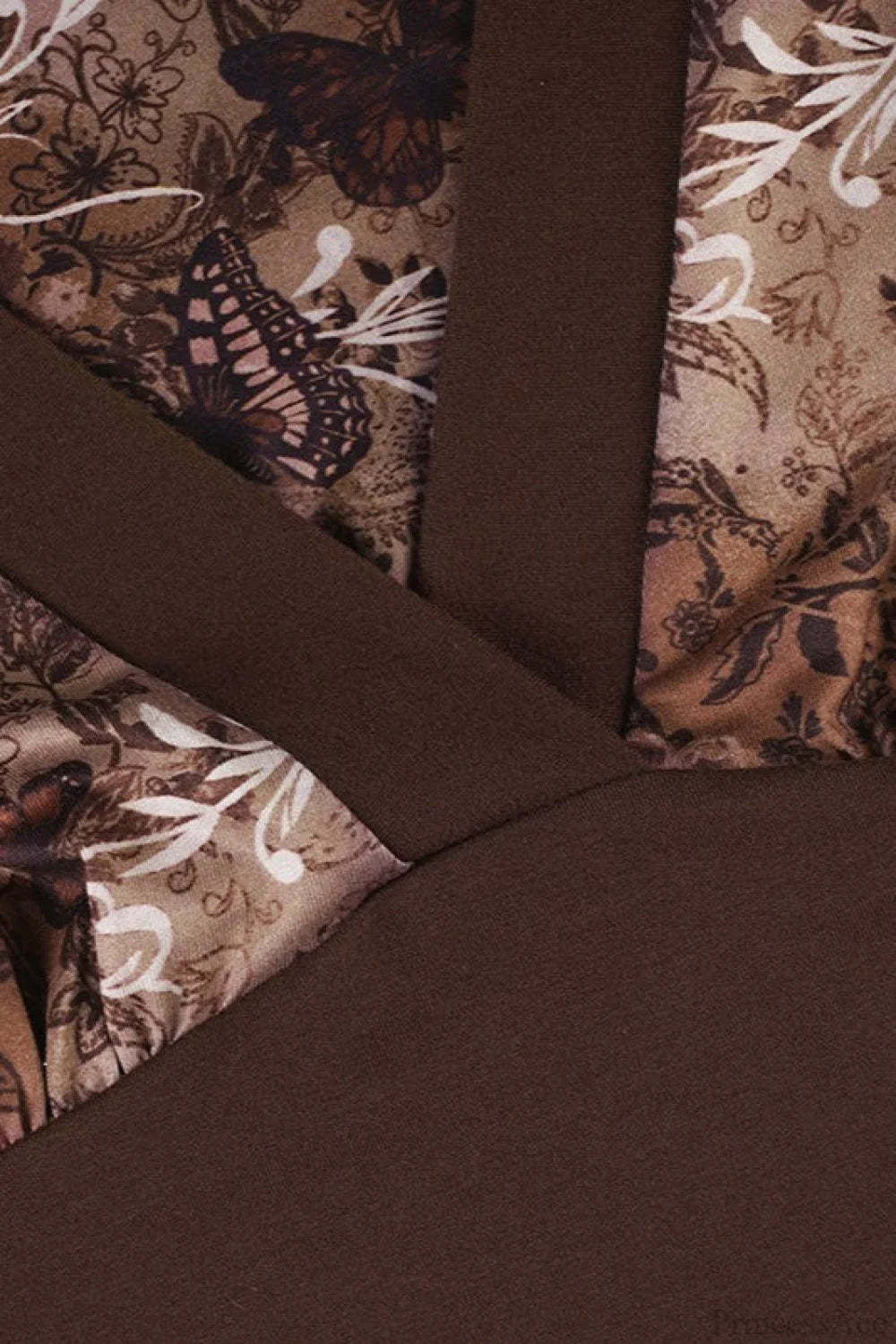 Vintage Floral Print V-neck Slim Sexy Long Sleeve Tee