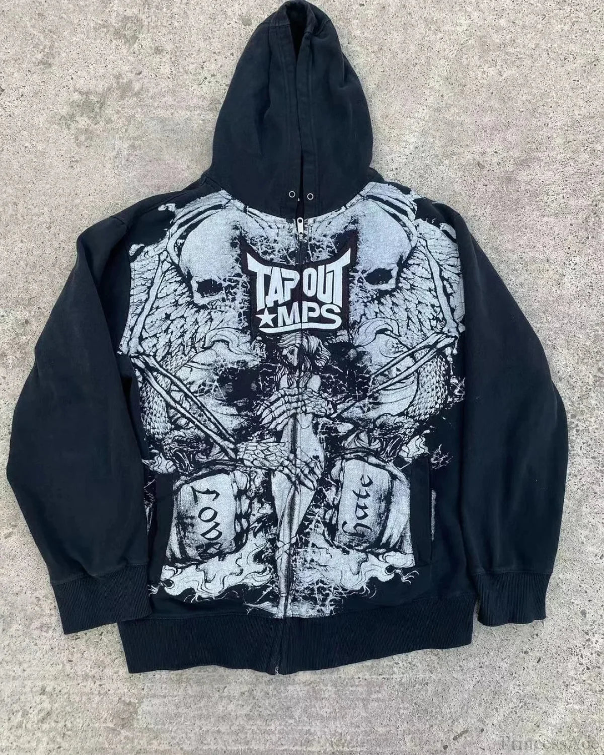 Vintage Gothic Skull Zip Up Hoodie black 2 / S