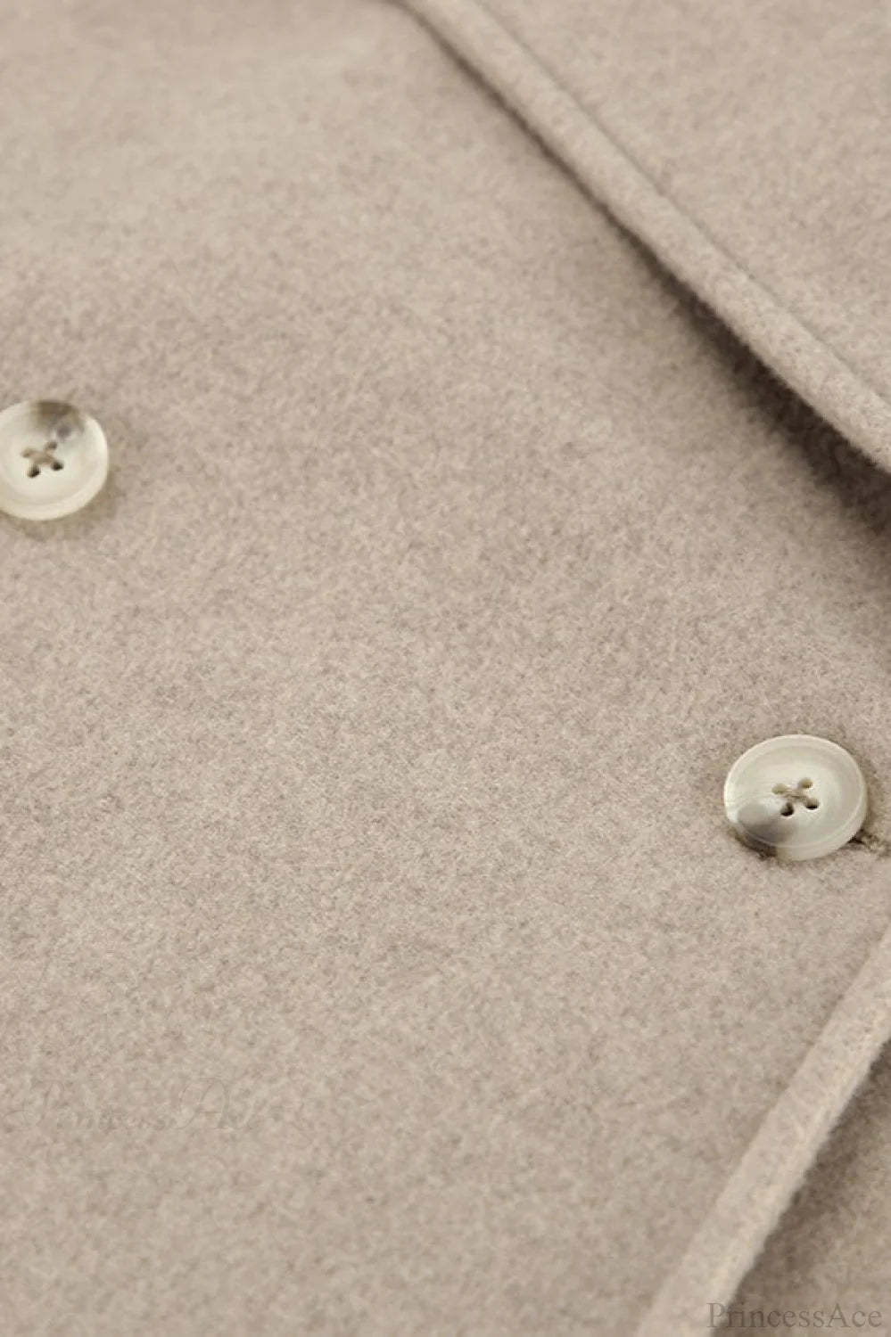 Vintage Khaki Double Breasted Thickened Wool Blend Coat