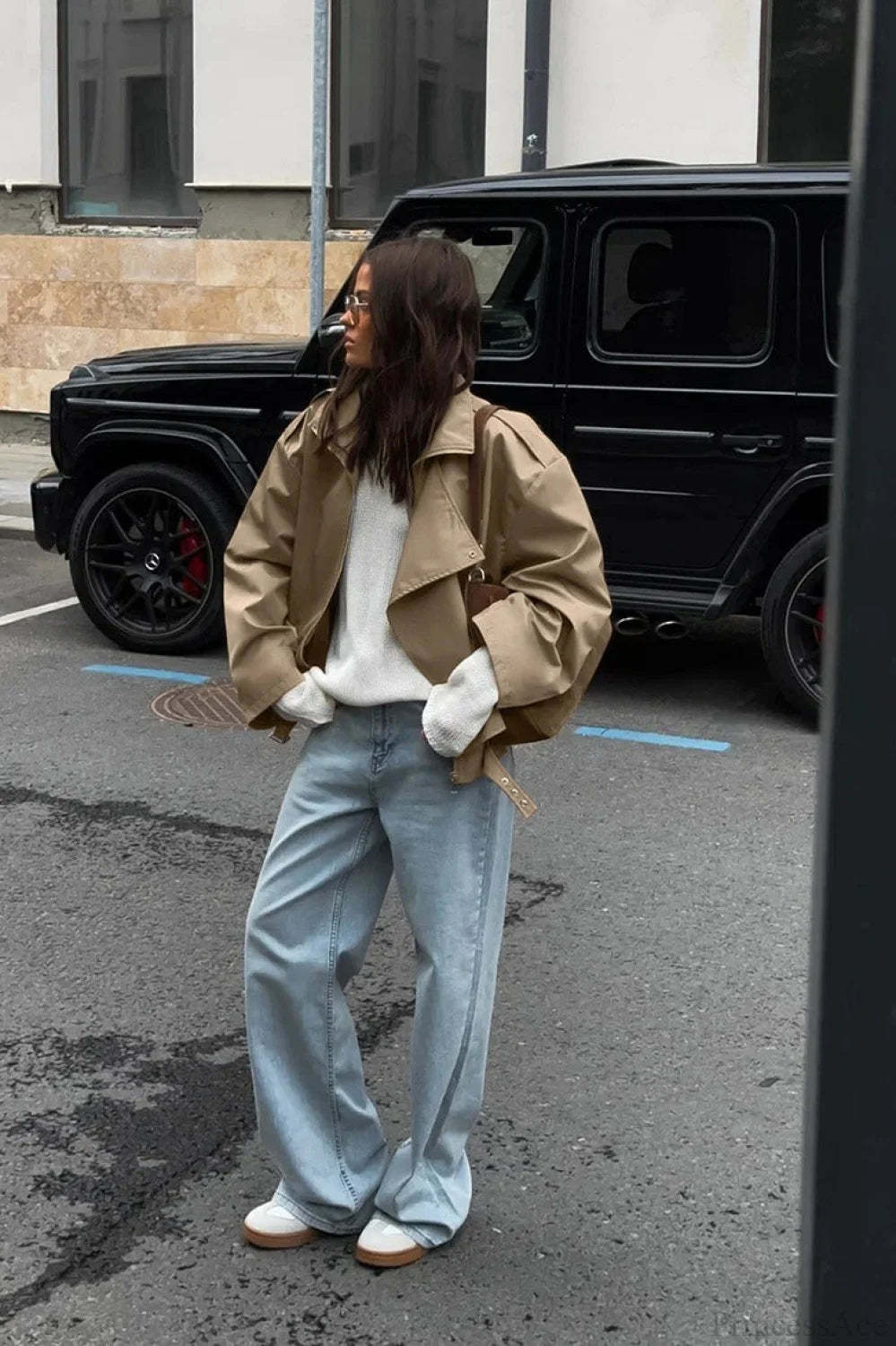 Vintage Khaki Lapel Trench Loose Jacket