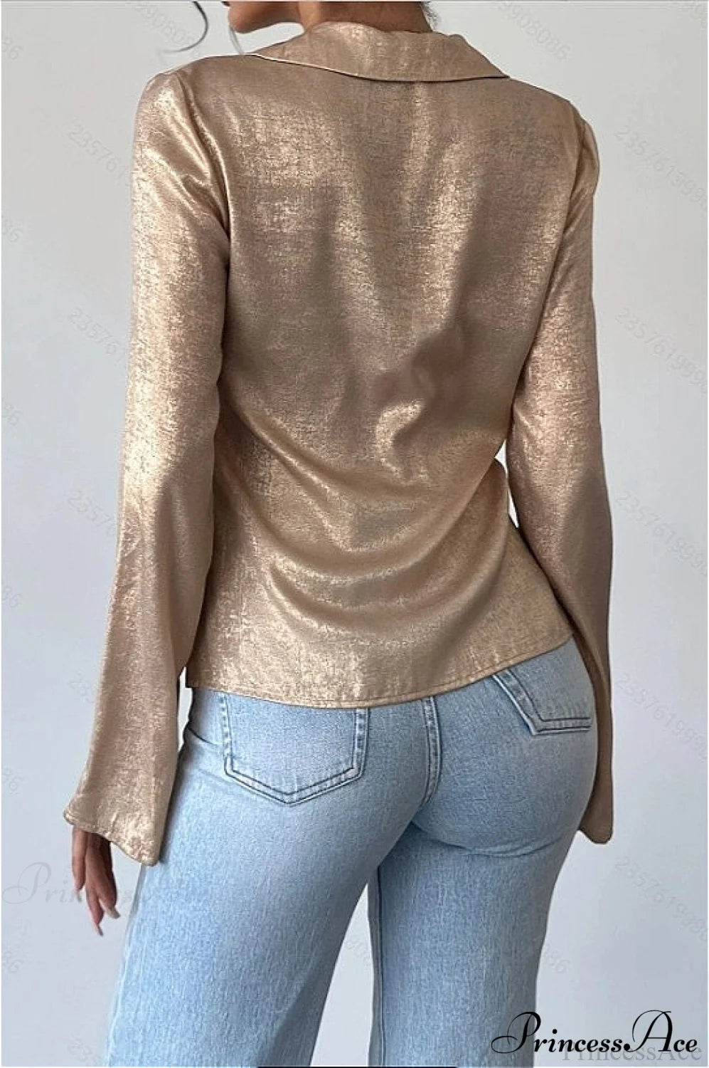 Vintage Long Sleeve V Neck Blouse