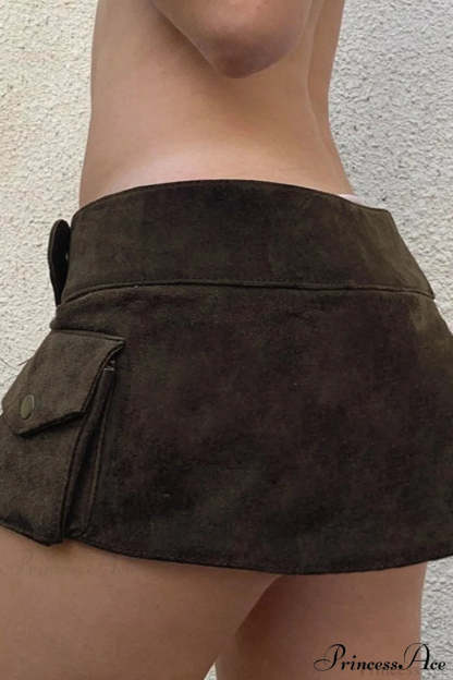 Vintage Low Waist Studded Mini Skirt
