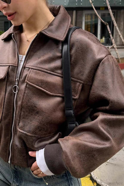 Vintage Maillard Bomber Lapel Leather Jacket