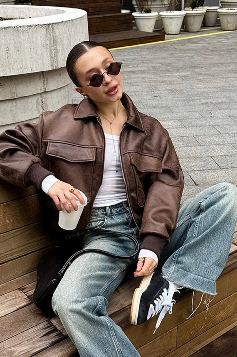 Vintage Maillard Bomber Lapel Leather Jacket