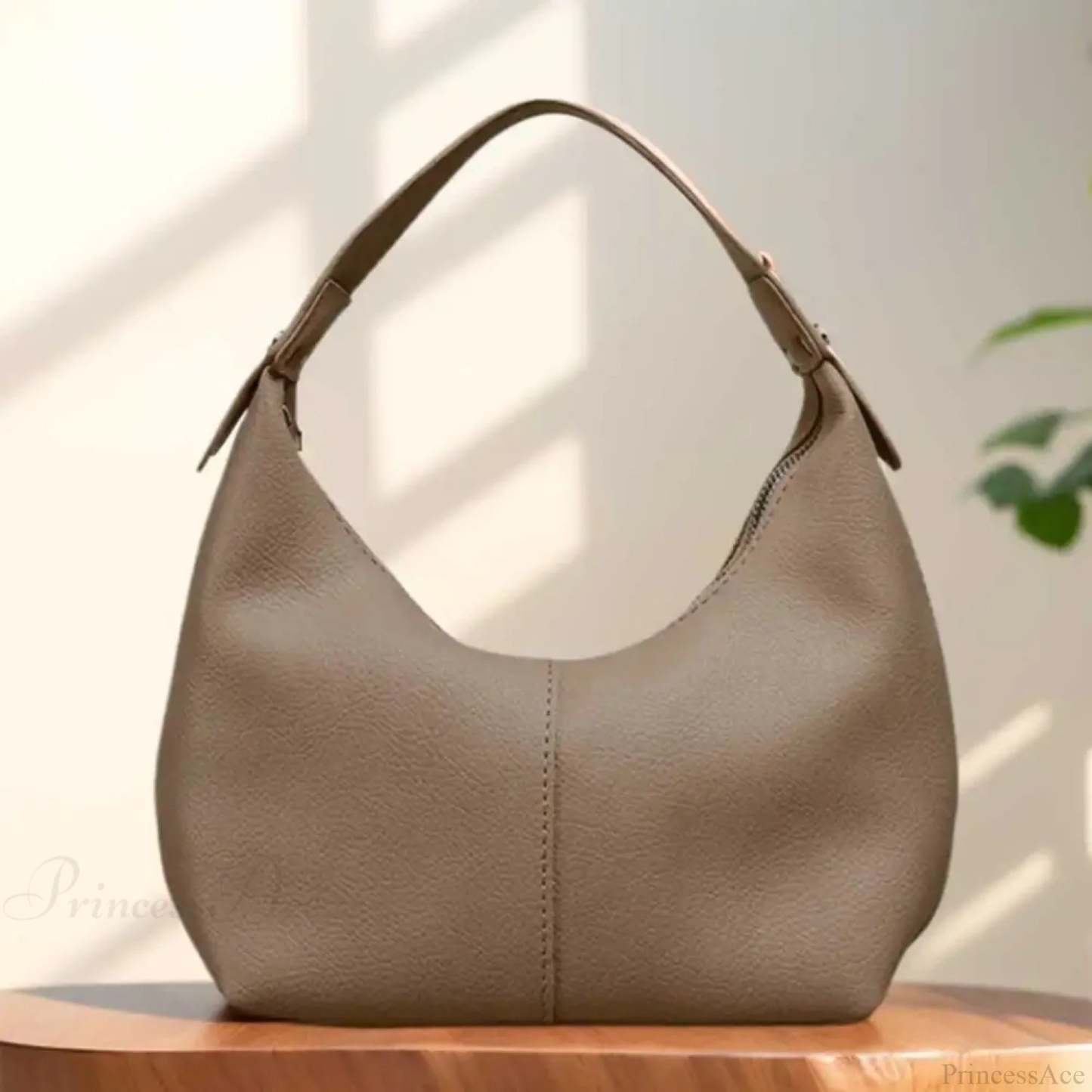 Vintage PU Leather Underarm Shoulder Bag Beige shoulder-250126