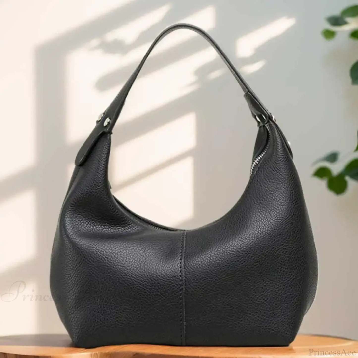 Vintage PU Leather Underarm Shoulder Bag Black shoulder-250126