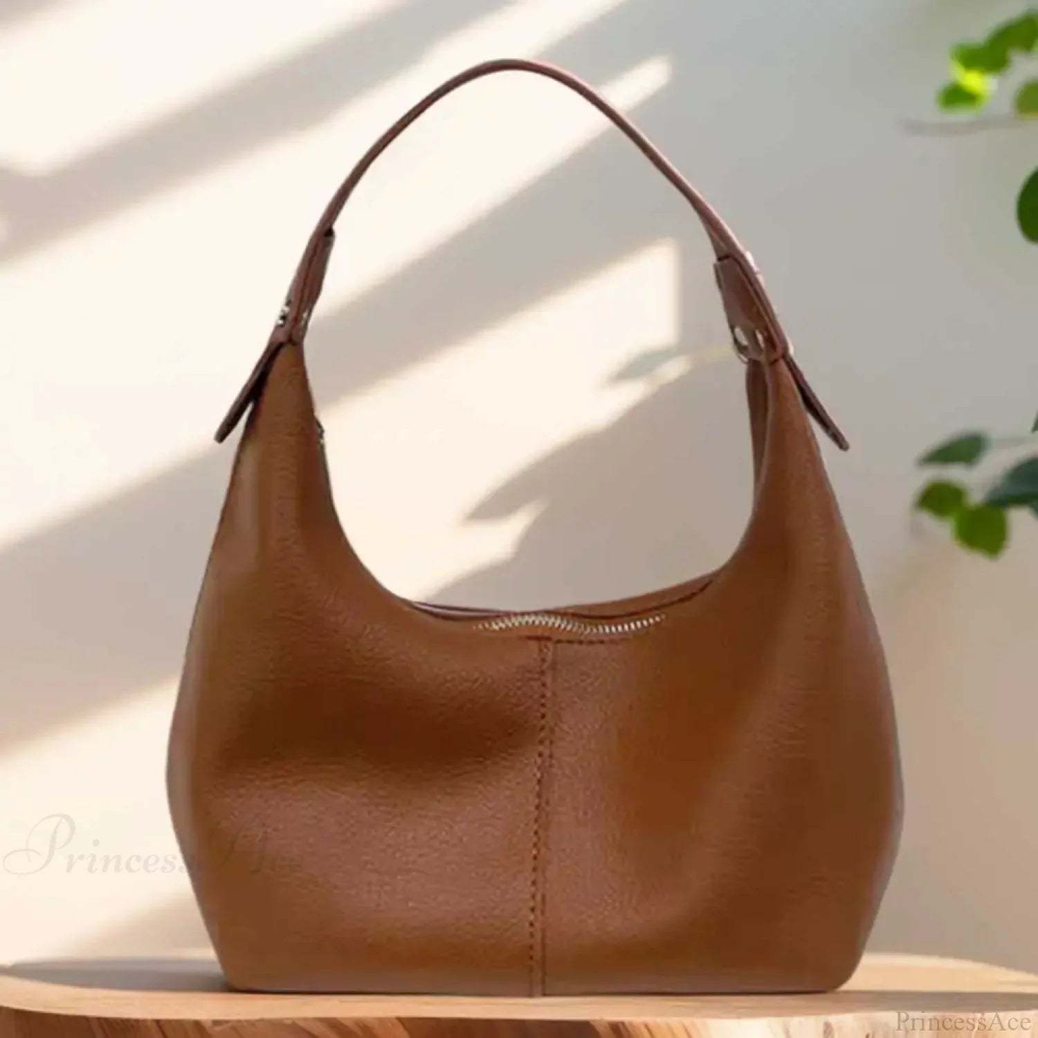 Vintage PU Leather Underarm Shoulder Bag Brown shoulder-250126