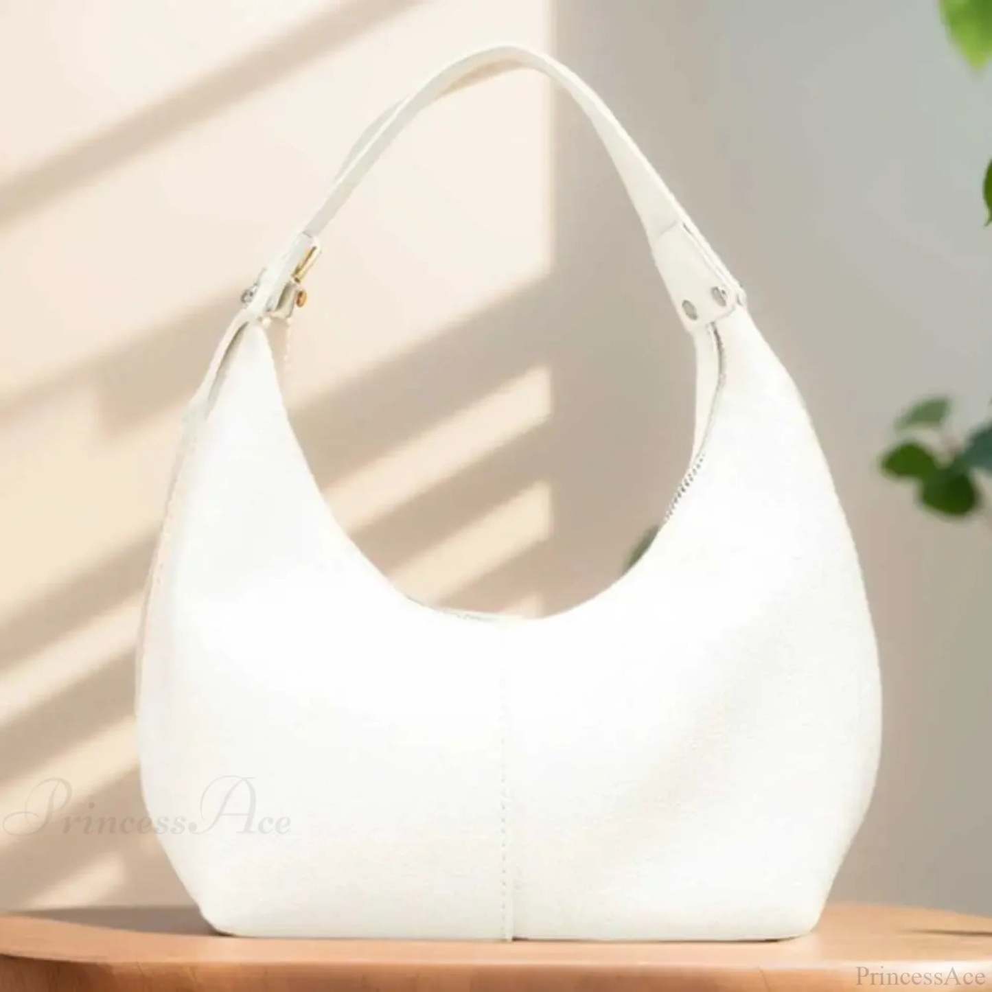 Vintage PU Leather Underarm Shoulder Bag White shoulder-250126