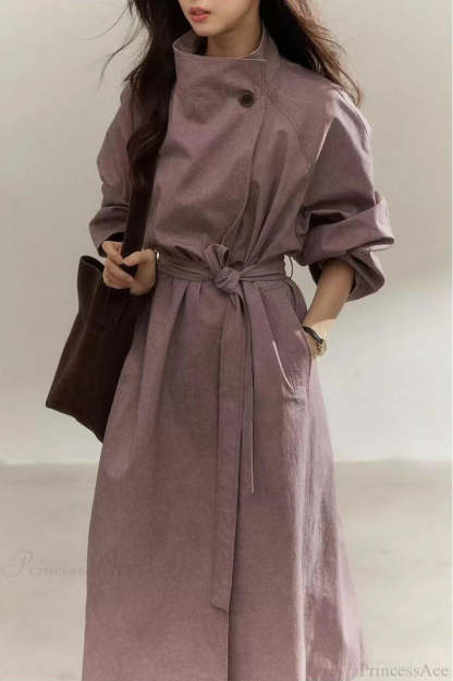 Vintage Purple Distressed Minimalist Overcoat Purple / S
