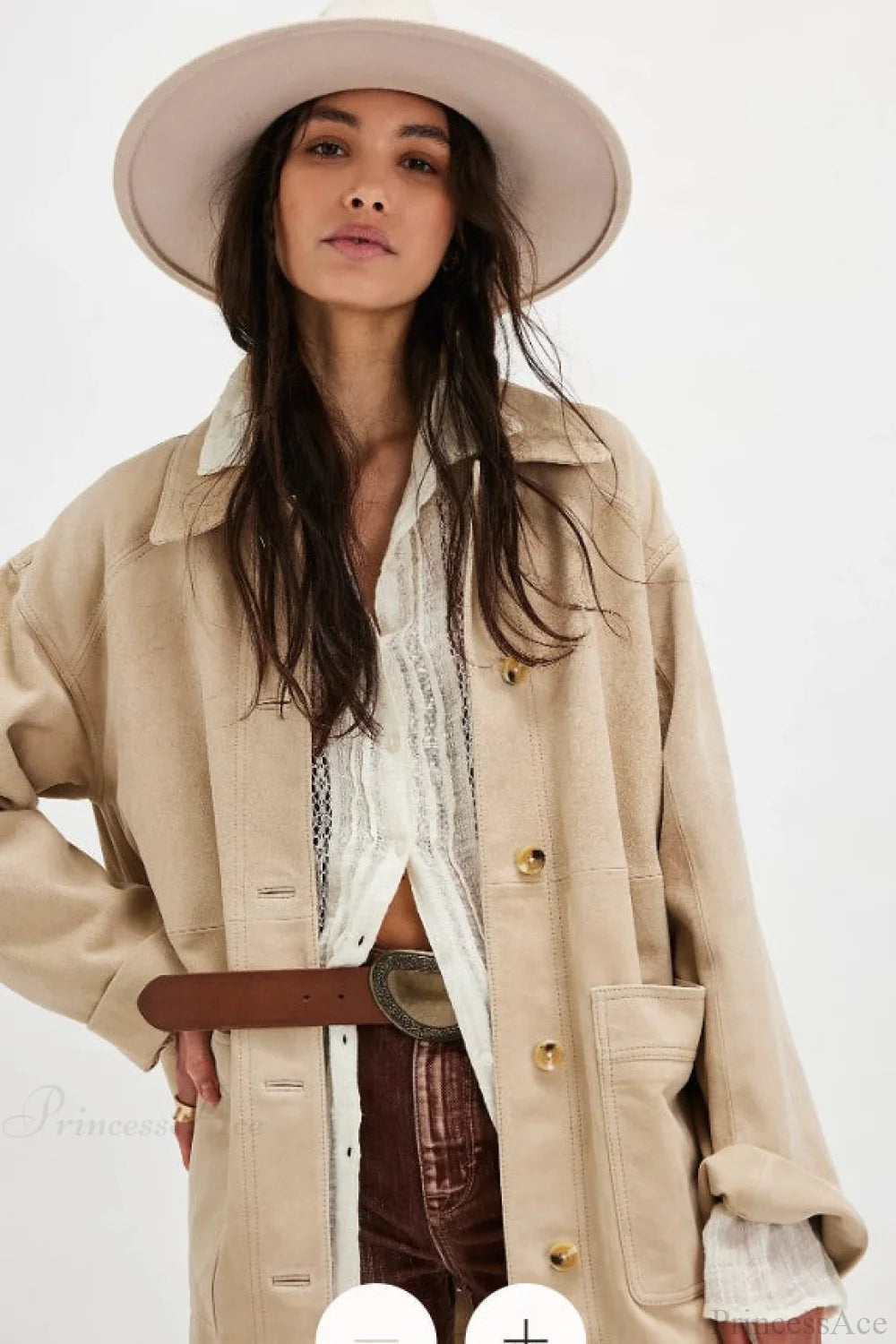 Vintage Simple Suede Single Breasted Jacket Apricot / S