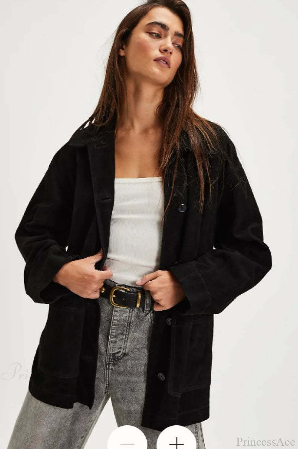 Vintage Simple Suede Single Breasted Jacket Black / S